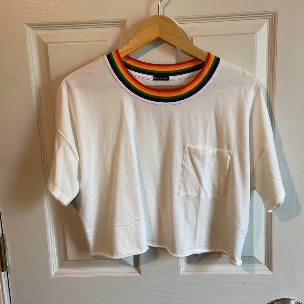 Abercrombie Rainbow pride Oversize Crop Tshirt